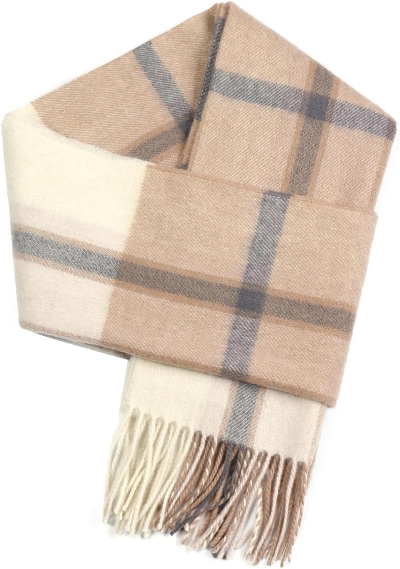 SKNSOFT Winter Wool Plaid Scarf for Men,Women Fashion Tartan Wrap Checkered Scarves - Image 1